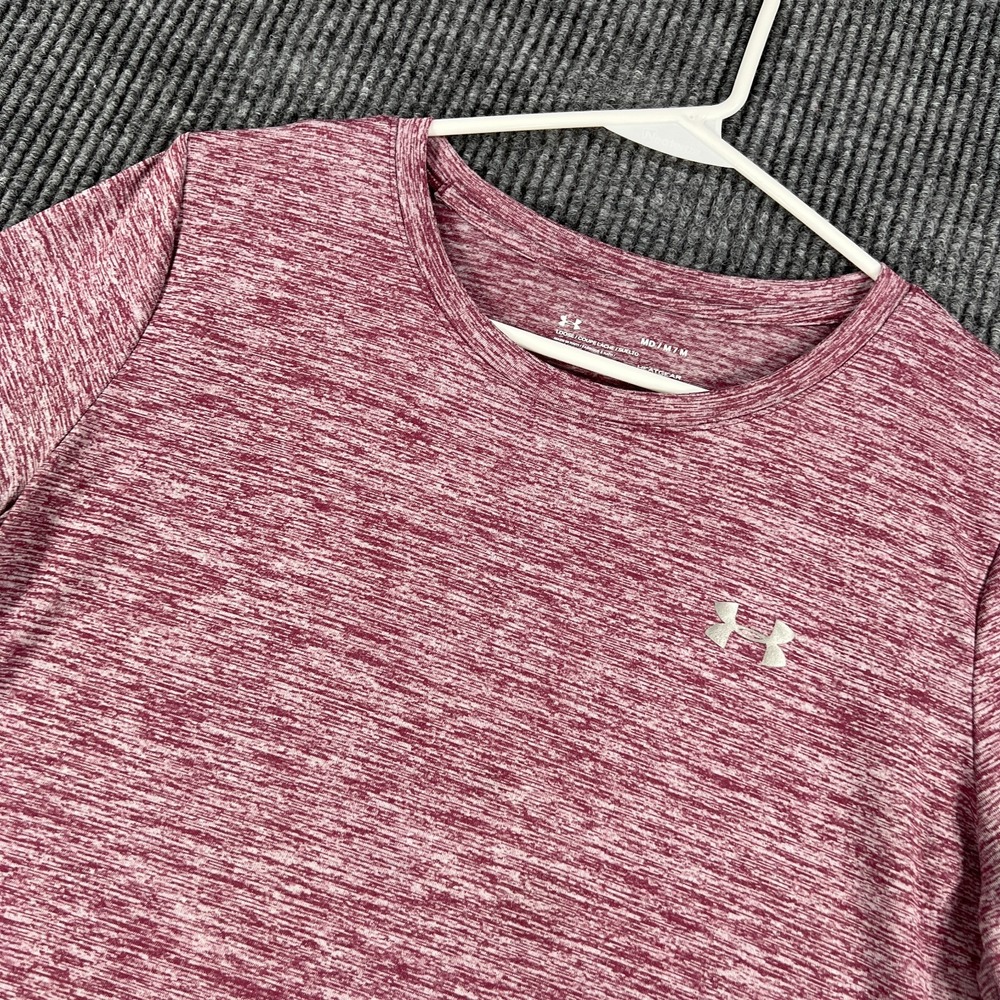 Under Armour HeatGear Shirt Womens Medium Purple Heathered Long Sleeve Active